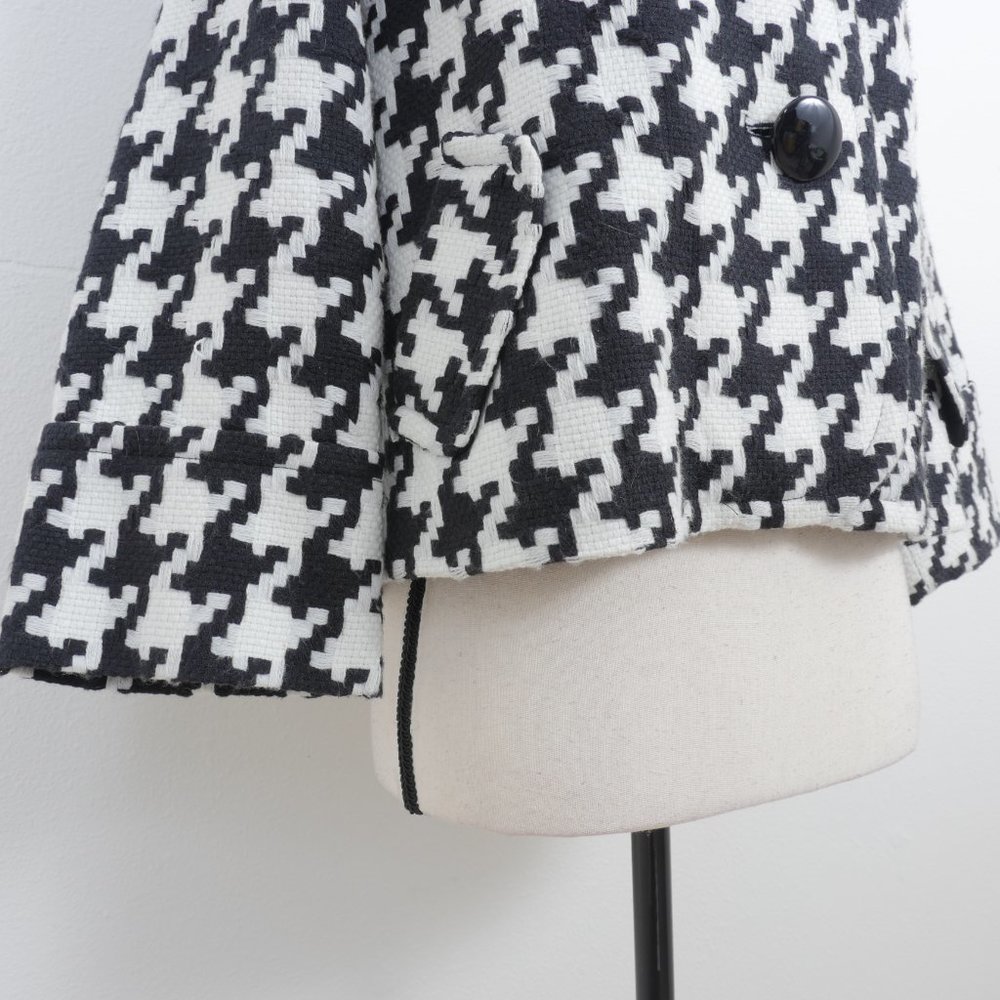 Nygard Black White Houndstooth Design Retro Coat Wide Half Sleeve SZ 8 Jacket - Picture 4 of 14